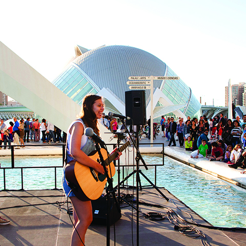 Students performing on the Valencia campus