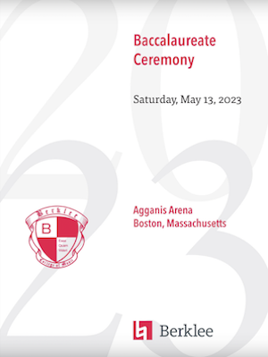 Cover of baccalaureate ceremony program