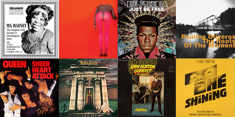 Album art from eight of the albums featured on the Pride playlist