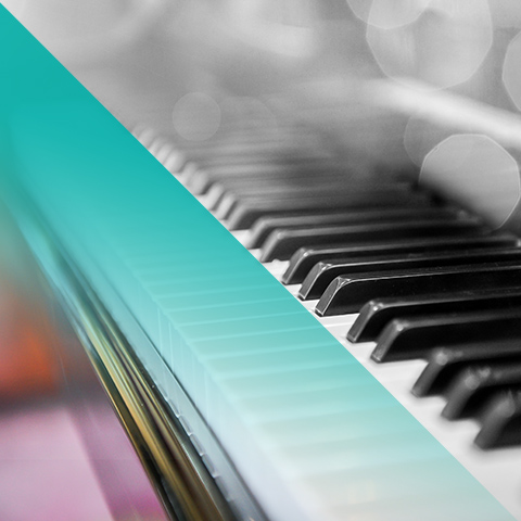 piano keys and blurred lights 