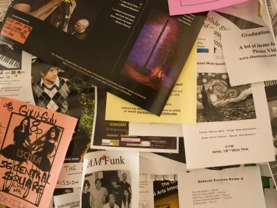 Bulletin board with flyers and ads