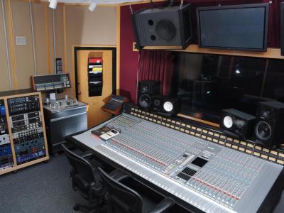 interior of professional mixing studio 