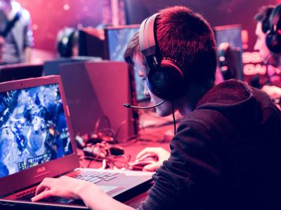 Person composing music for video games