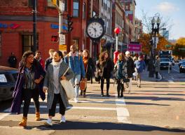 students crossing the street