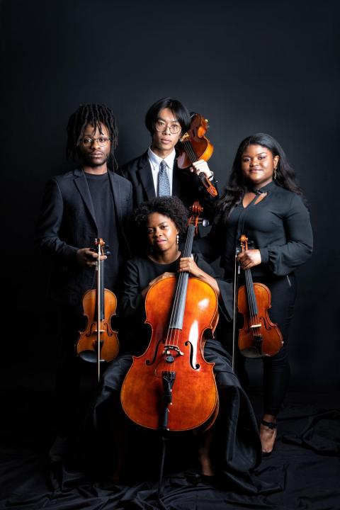 Photo of members of the string quartet Nebulous
