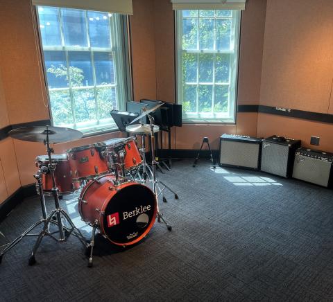 921-308 live room showing drums and amps