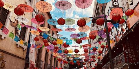 Bogota Columbia external shot, colorful lanterns