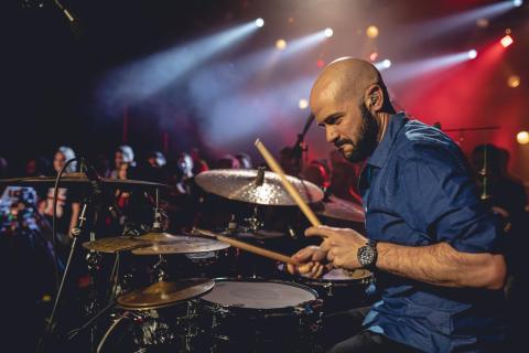 Yogev Gabay plays drums
