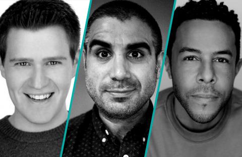 Tony-nominated producers Ben Simpson (B.F.A. '11, musical theater), Mike Mosallam (M.M. '06, musical theater), and Cedric Leiba, Jr. (M.M. '05, musical theater)