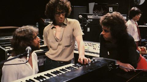 A still of the band Toto in the recording studio from Yacht Rock: A Dockumentary