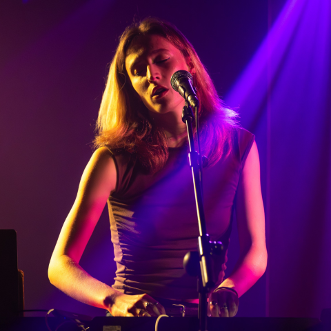 A student performs at the Music Production, Technology, and Innovation Fall Showcase 