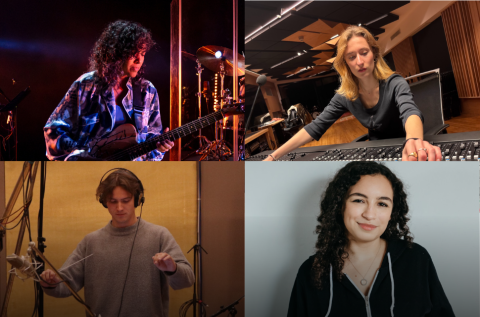 Berklee Valencia Graduate Students Liana Polanco, Alice O'Conor, Harvey Morland, and Isabella Venna Lembo