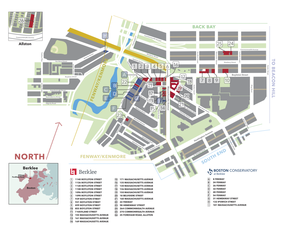 Boston Campus Map Berklee College of Music